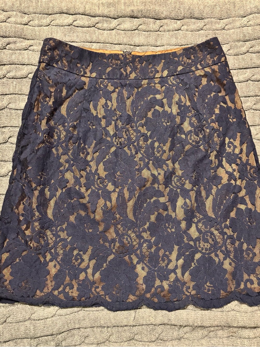 Y2K Criss Cross Navy Lace Overlay Mini Skirt - M
